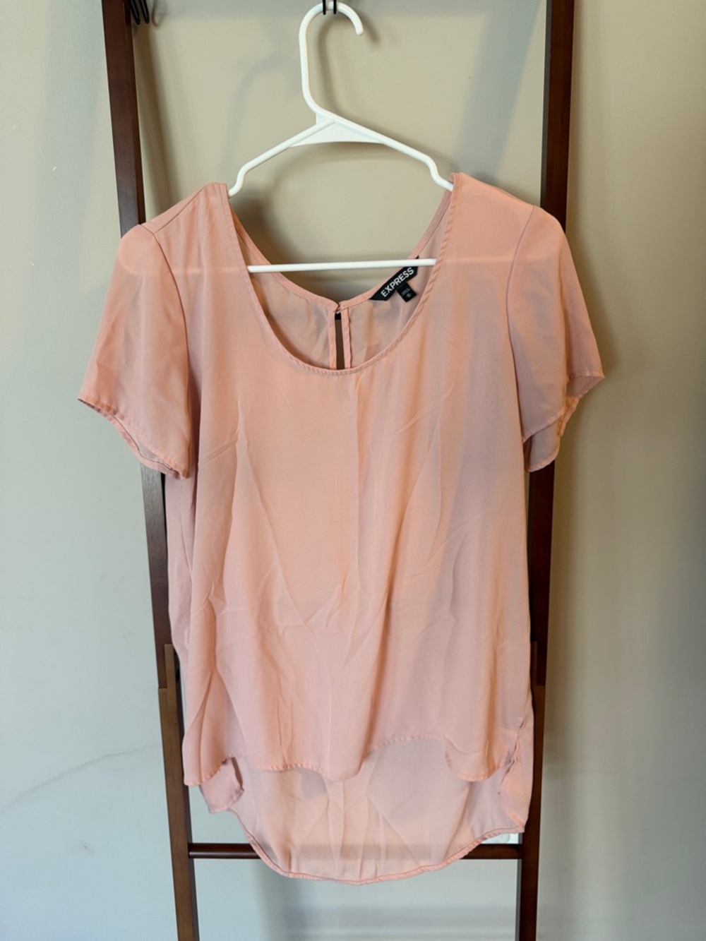 Express Sheer Short Sleeve Blouse in Soft Pink